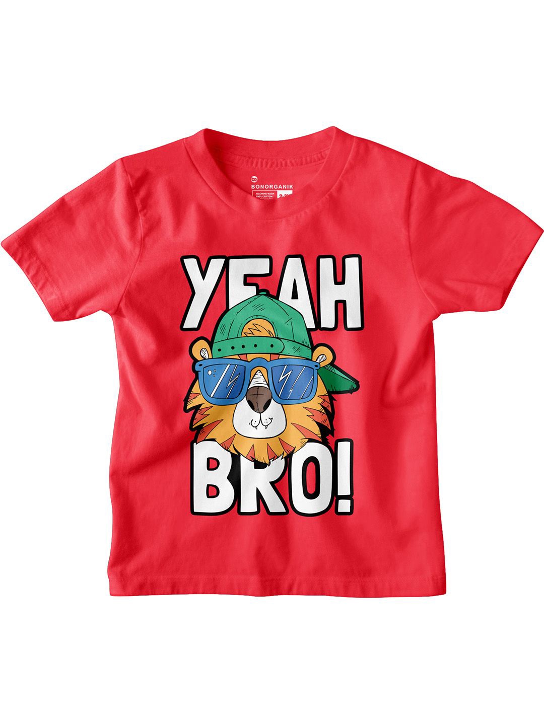 

BonOrganik Boys Graphic Printed Round Neck Cotton T-shirt, Red