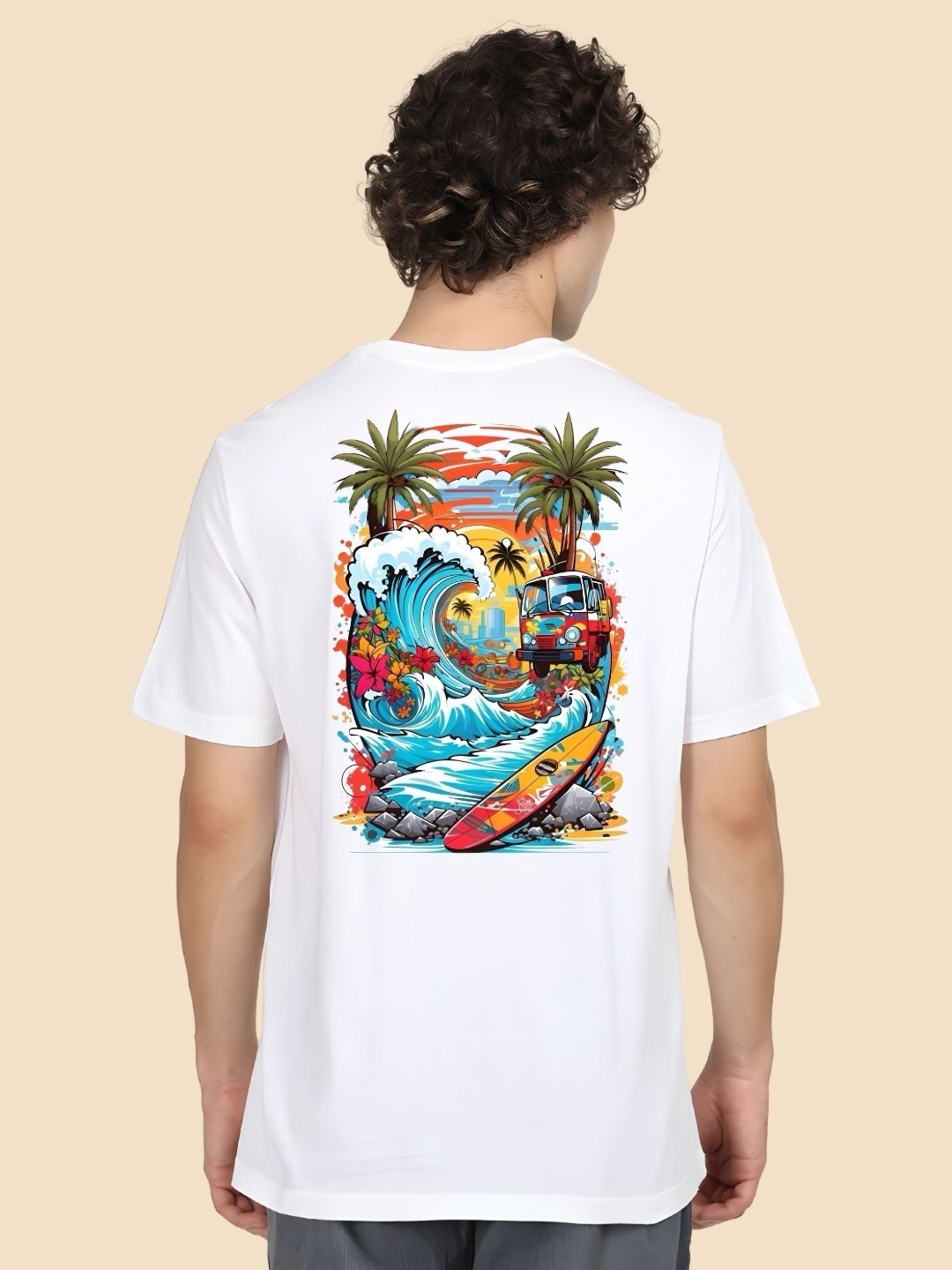 

SZN Men Graphic Printed Round Neck Cotton T-shirt, White