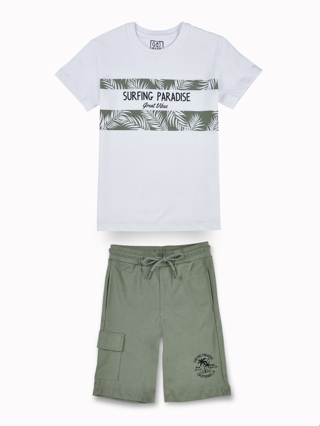 

Gini and Jony Boys Printed Pure Cotton T-shirt With Shorts, White