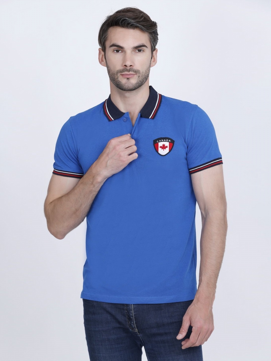 

PYRO SPIRIT Men Solid Polo Collar Cotton T-shirt, Blue