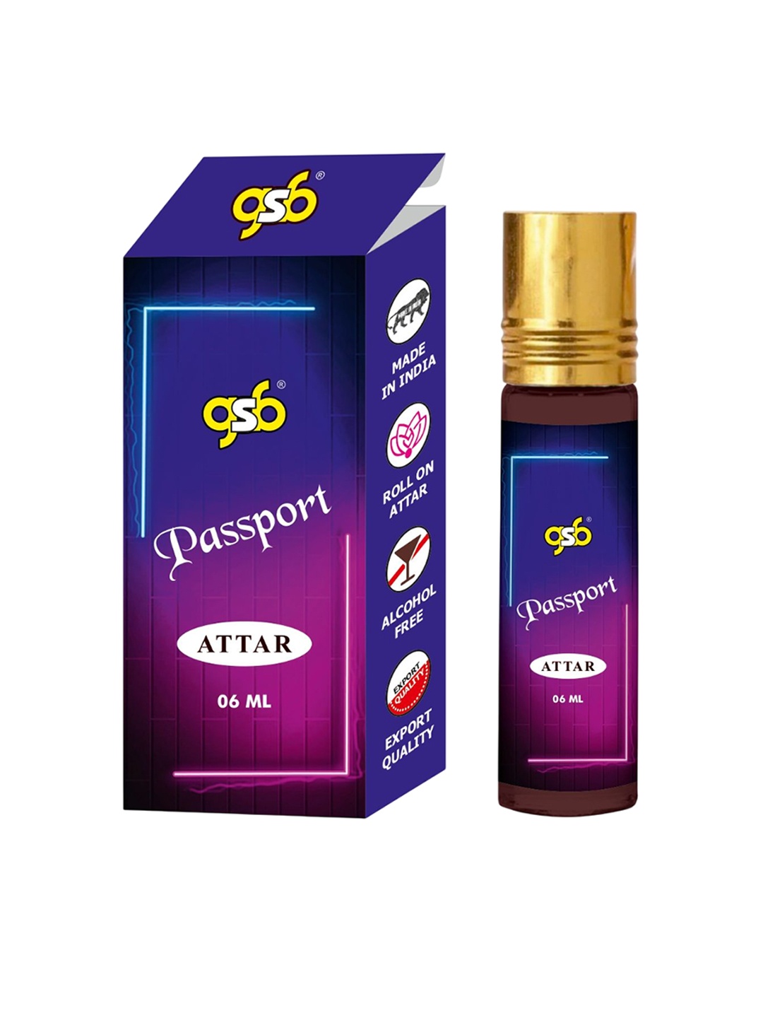 

GSB Passport Long Lasting Natural & Alcohol Free Attar - 6 ml, Transparent