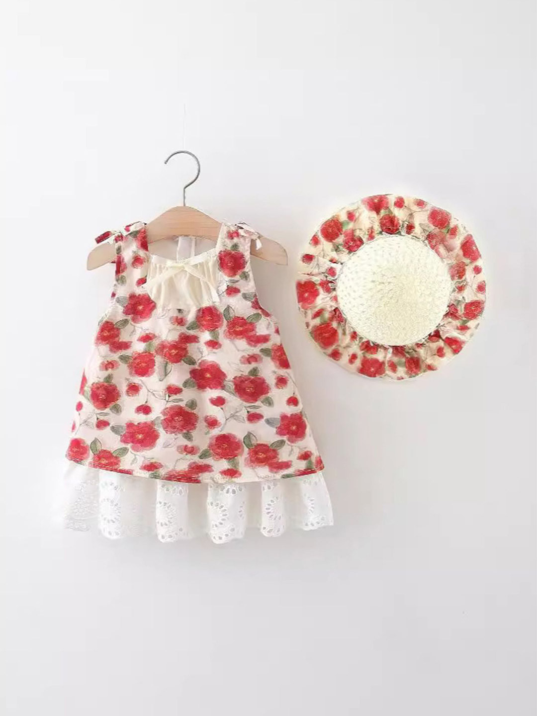 

LULU & SKY Girls Floral Printed A-Line Dress, Red