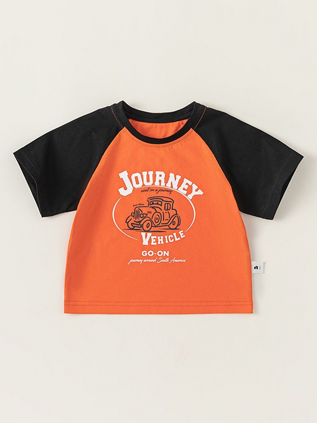 

LULU & SKY Boys Graphic Printed Round Neck Cotton T-shirt, Orange