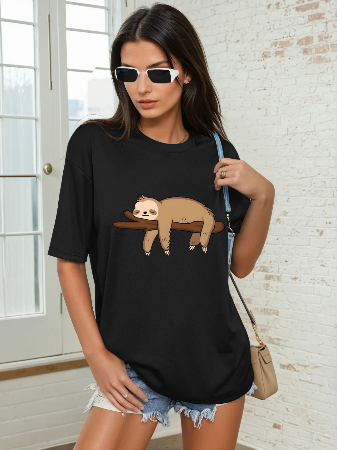 

CORSICA Women Graphic Printed Round Neck Relaxed Fit T-shirt, Black