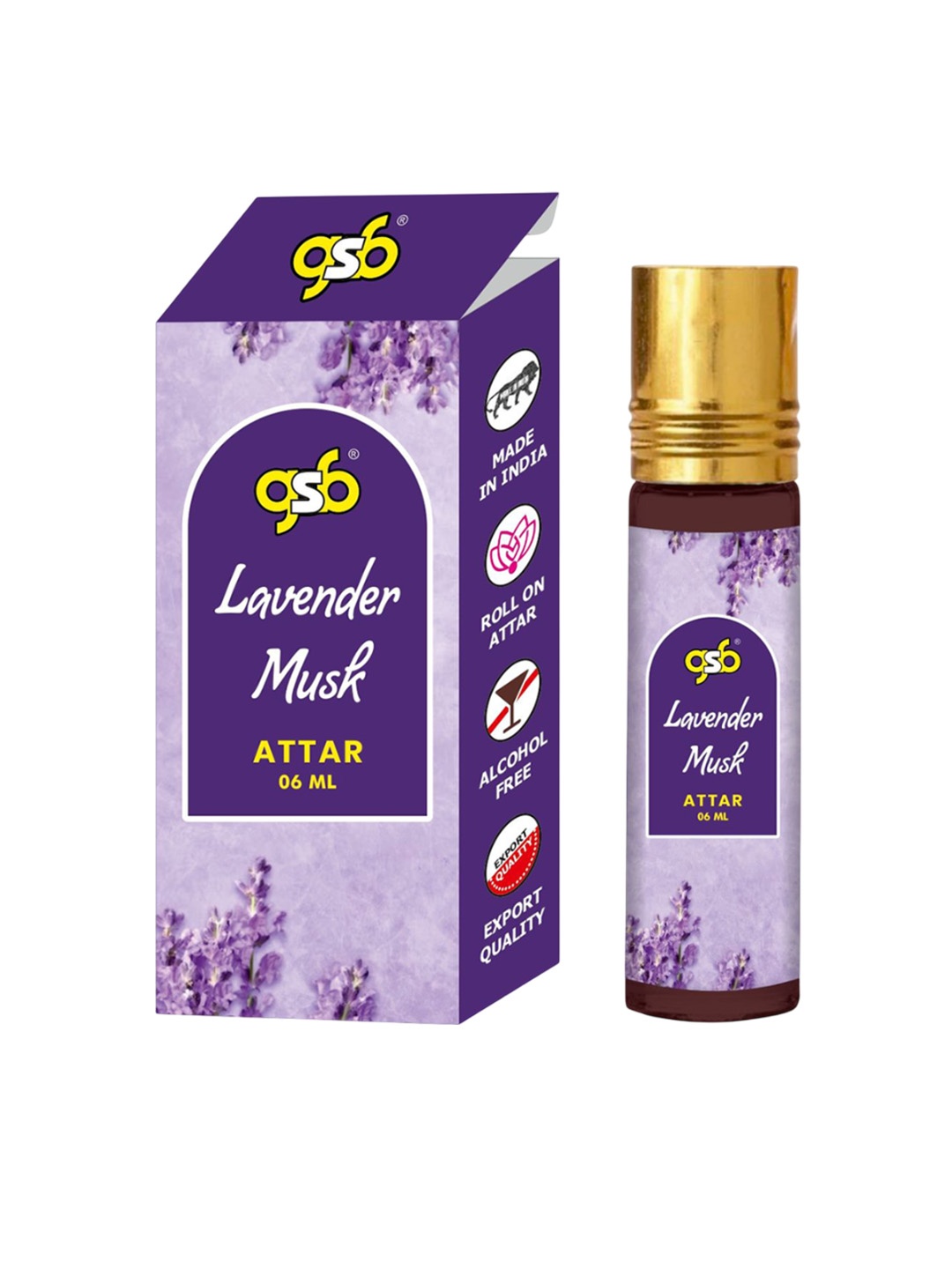 

GSB Lavender Musk Natural Alcohol Free Long Lasting Roll On Attar - 6 ml, Purple