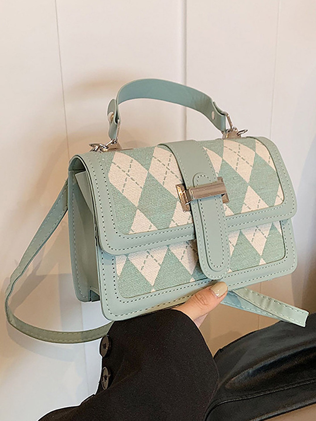 

LULU & SKY PU Structured Sling Bag, Green