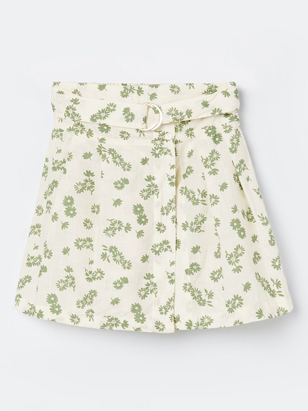 

Fame Forever by Lifestyle Girls Cotton Printed A-Line Knee Length Skirt, Green