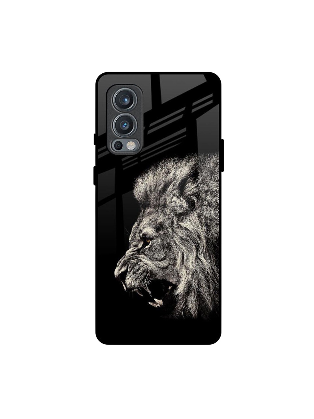 

QRIOH Brave Lion Printed Oneplus Nord 2 Back Case, Black
