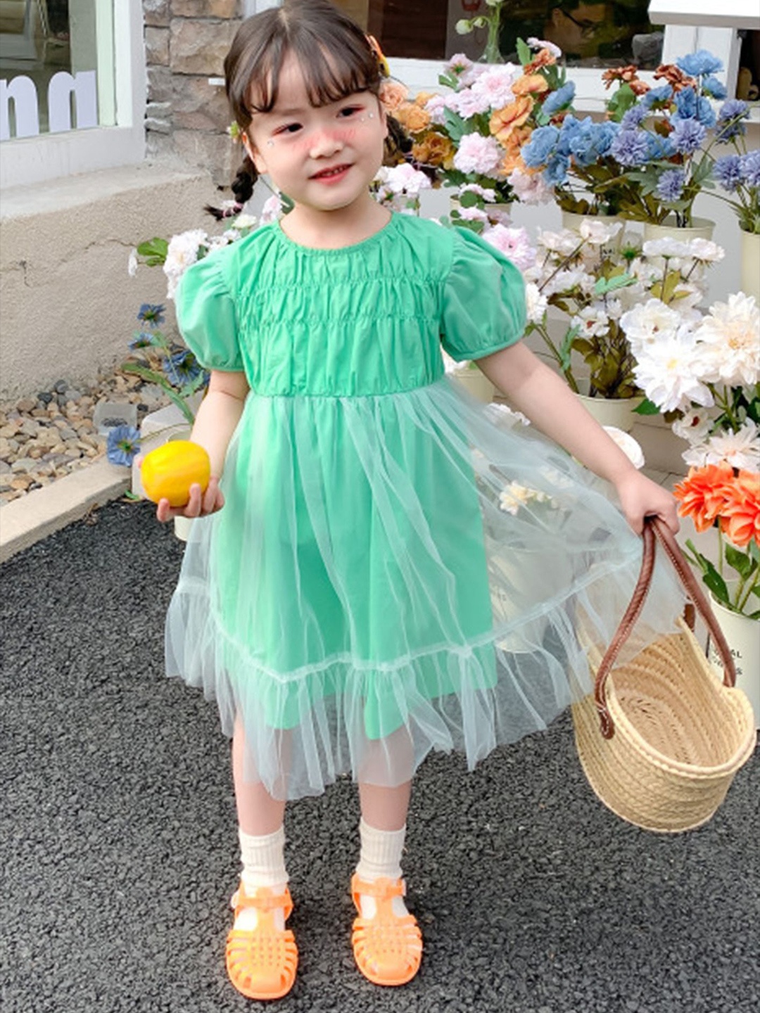 

LULU & SKY Girl Self Design A-Line Dress, Green