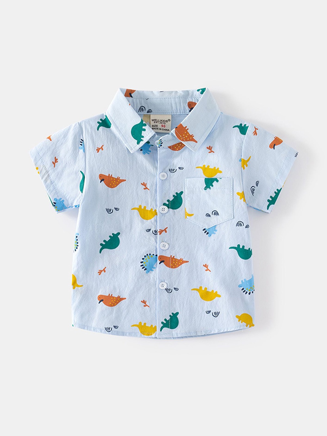 

LULU & SKY Boys Graphic Printed Spread Collar Cotton Casual Shirt, Blue