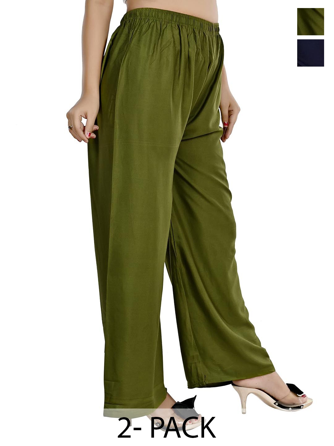 

NarNari Pack Of 2 Women Mid-Rise Palazzos, Black