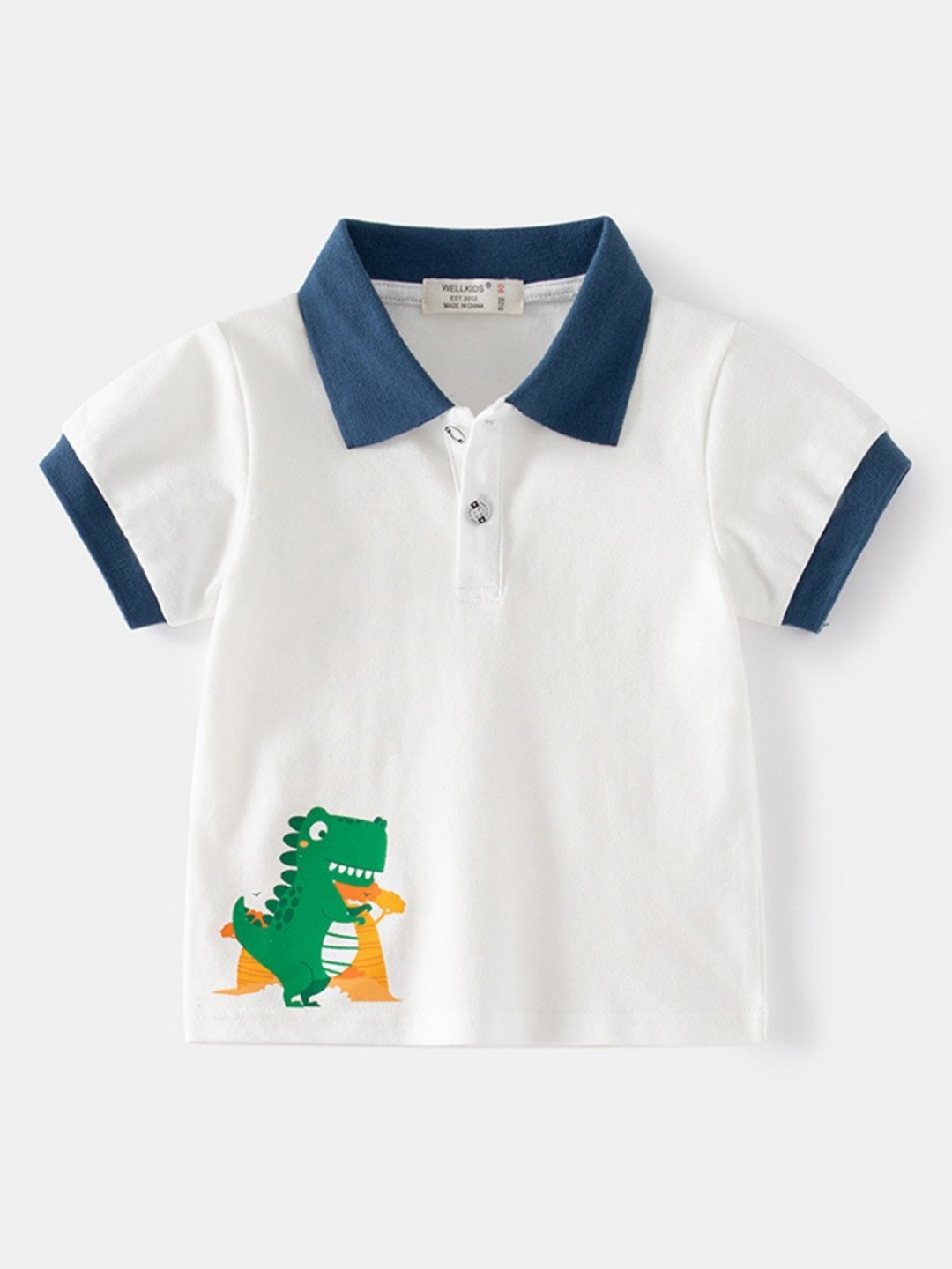 

LULU & SKY Boys Polo Collar Organic Cotton Pockets T-shirt, Off white