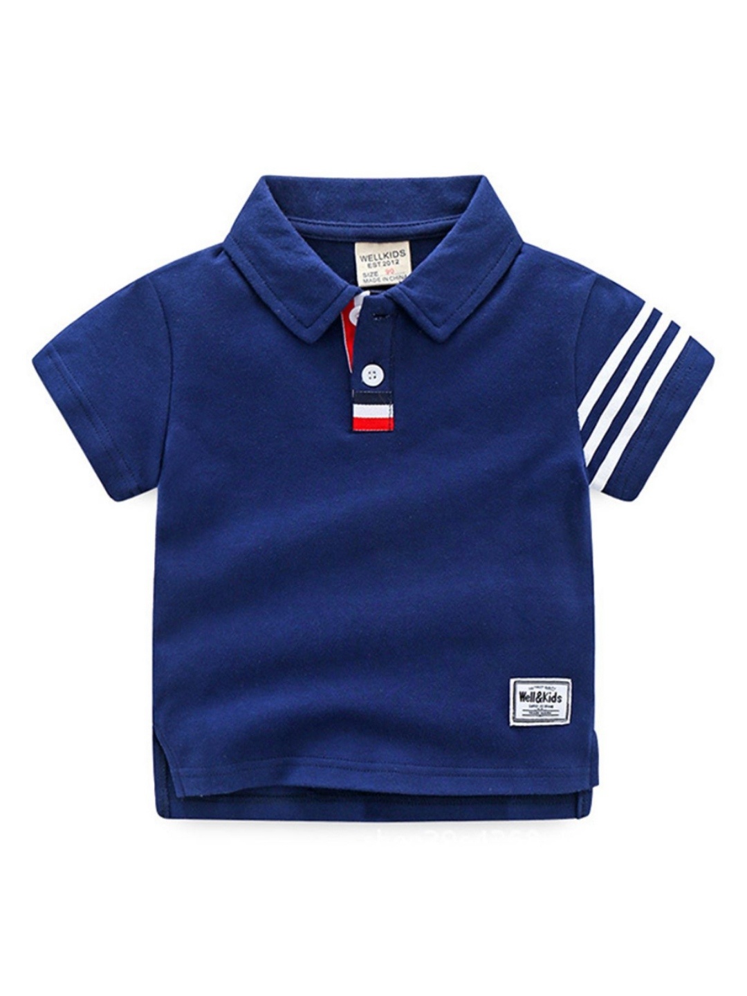 

LULU & SKY Boys Polo Collar Applique T-shirt, Navy blue