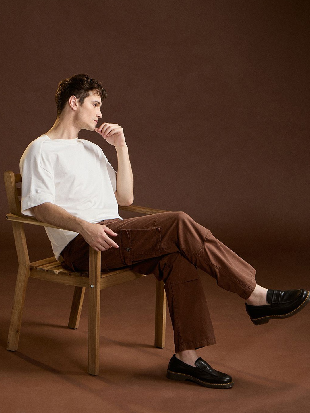 

THE BEAR HOUSE Men Cotton Solid Utility Cargo, Brown