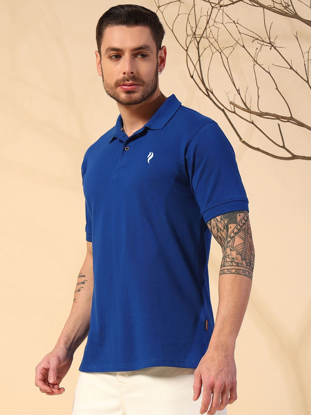 

PockMAN Men Anti Odour Solid Polo Collar Cotton T-shirt, Blue