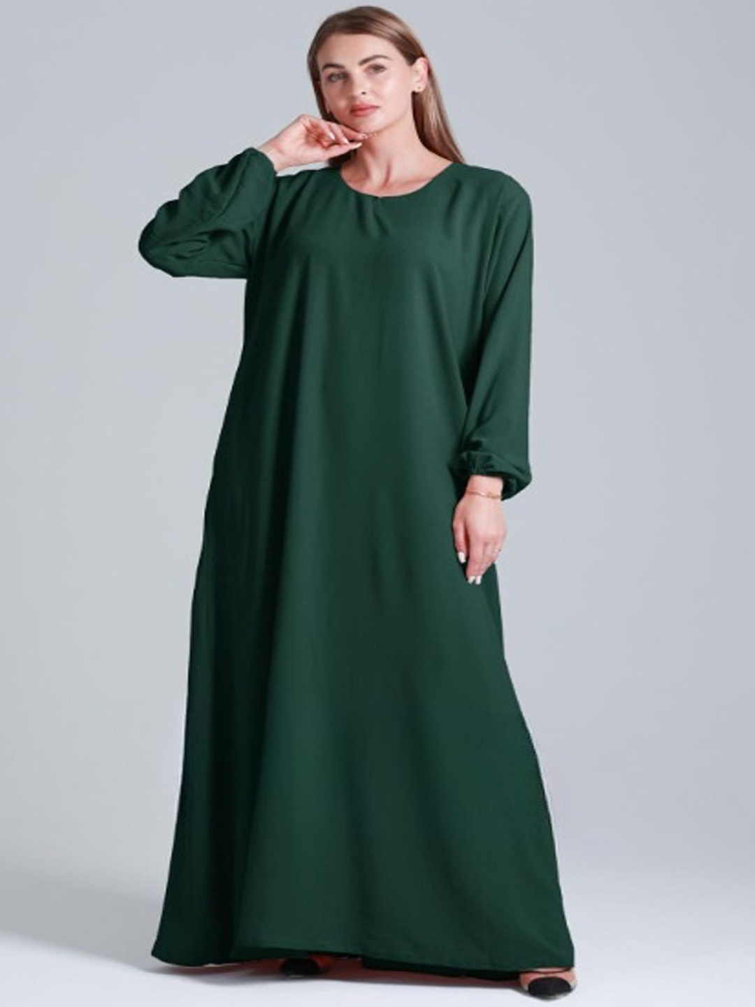 

BROKE BRAND Round Neck Abaya, Green
