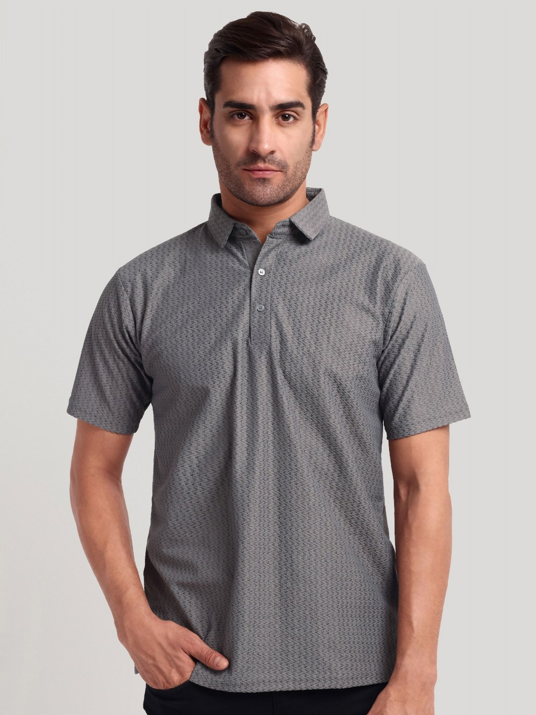 

Moda Rapido Men Polo Collar T-shirt, Grey