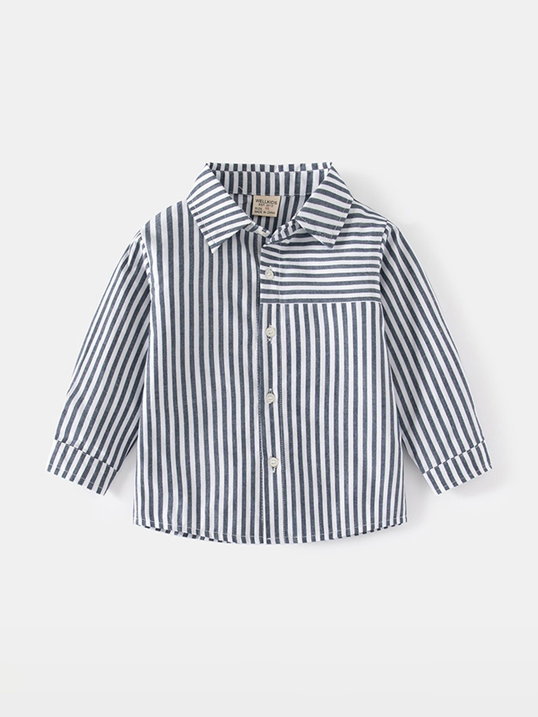 

LULU & SKY Boys Striped Spread Collar Cotton Casual Shirt, White