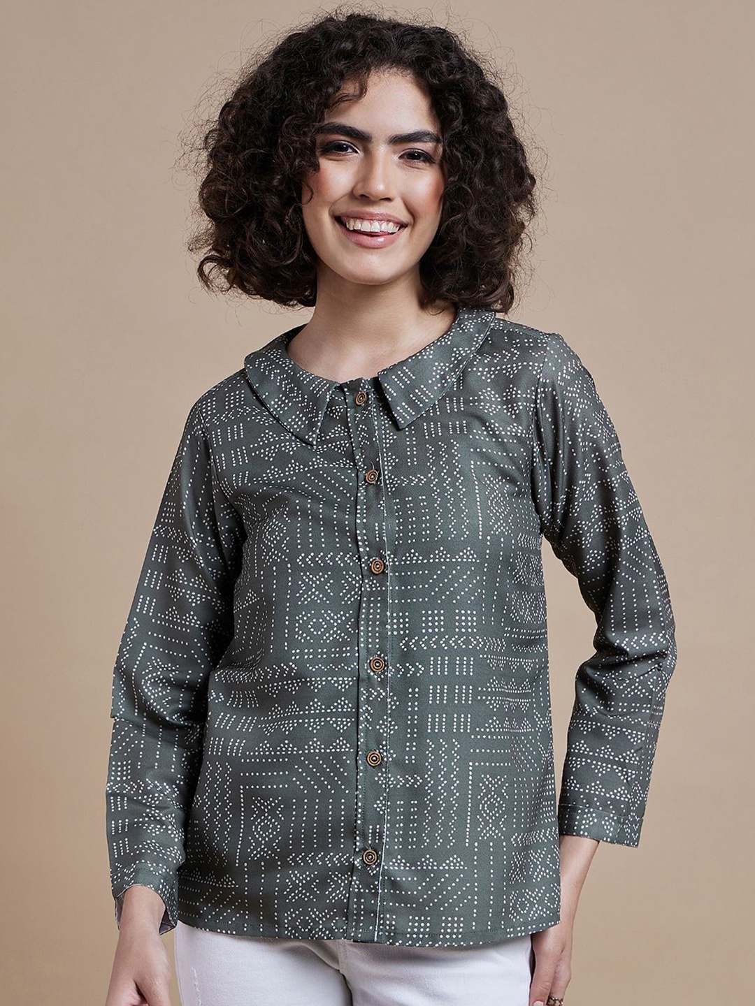 

CORSICA Women Comfort Opaque Printed Casual Shirt, Olive