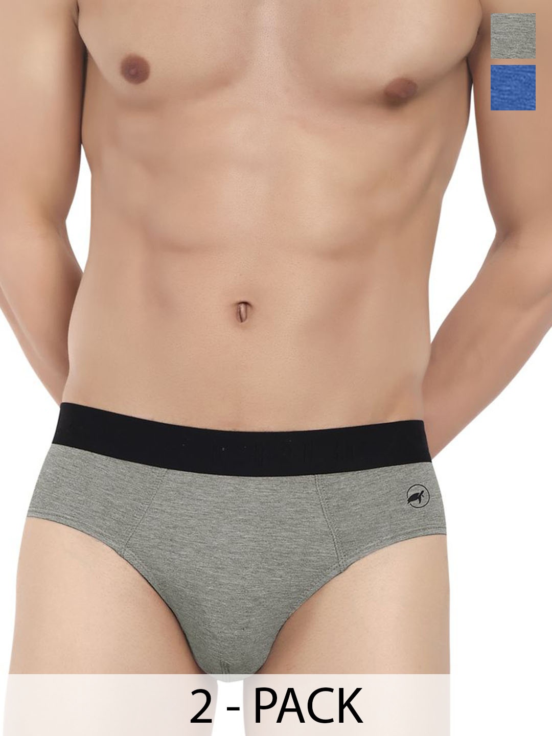 

LOGGERHEAD Pack Of 2 Cotton Hipster Briefs LHFB004-DarkGrey-Blue, Grey