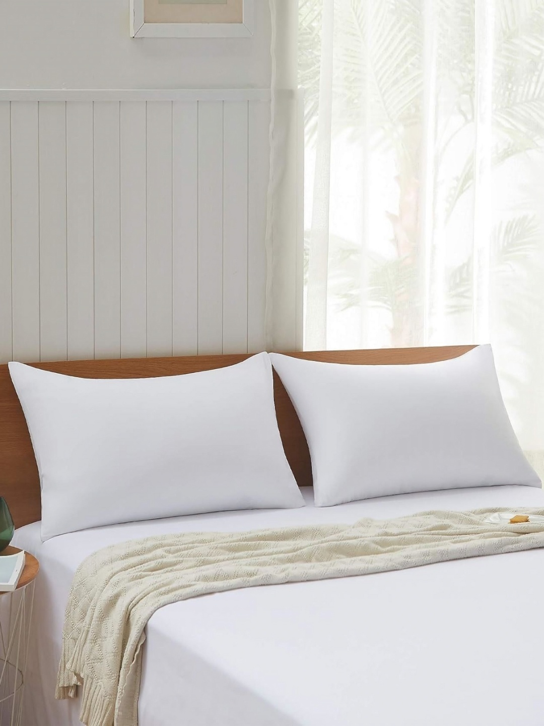 

GKM White 2 Pieces Fibre Filled Microfiber Ultra Soft Sleeping Pillows