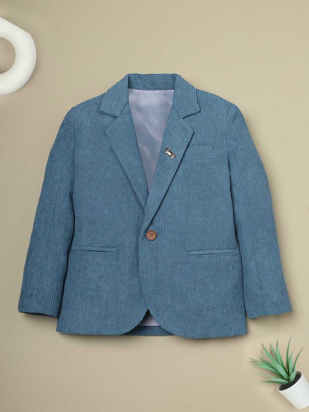 

Ridokidz Boys Notched Lapel Tailored Fit Single Breasted Blazer, Blue