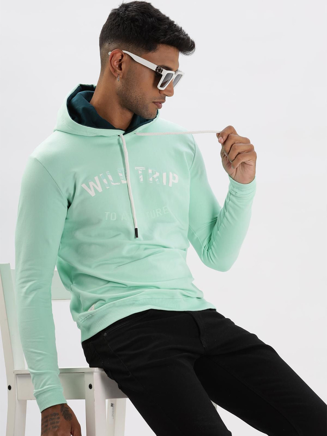 

COLOR HUNT Men Hooded Sweatshirt, Green