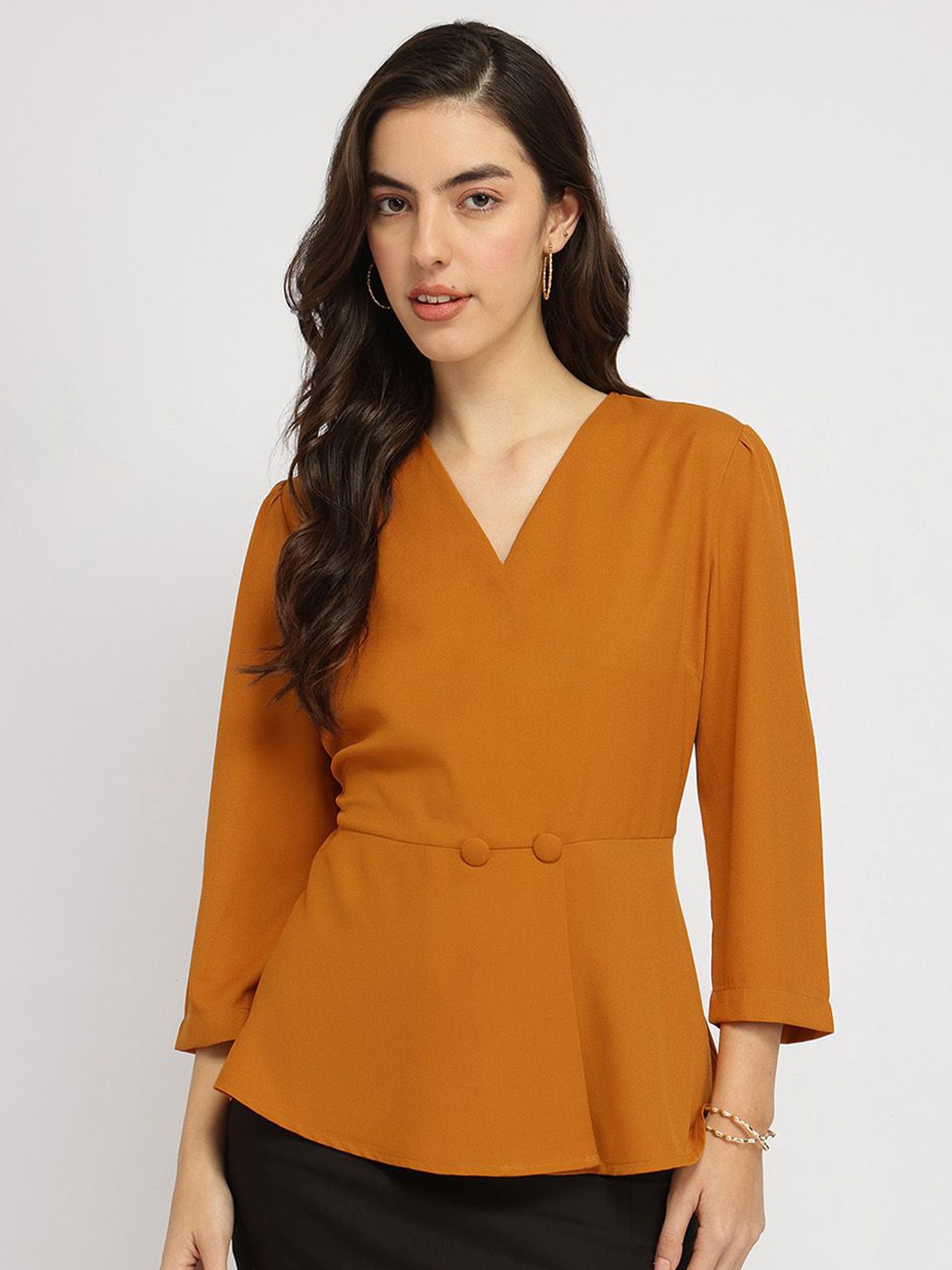 

FableStreet Women Cotton Wrap Top Mustard