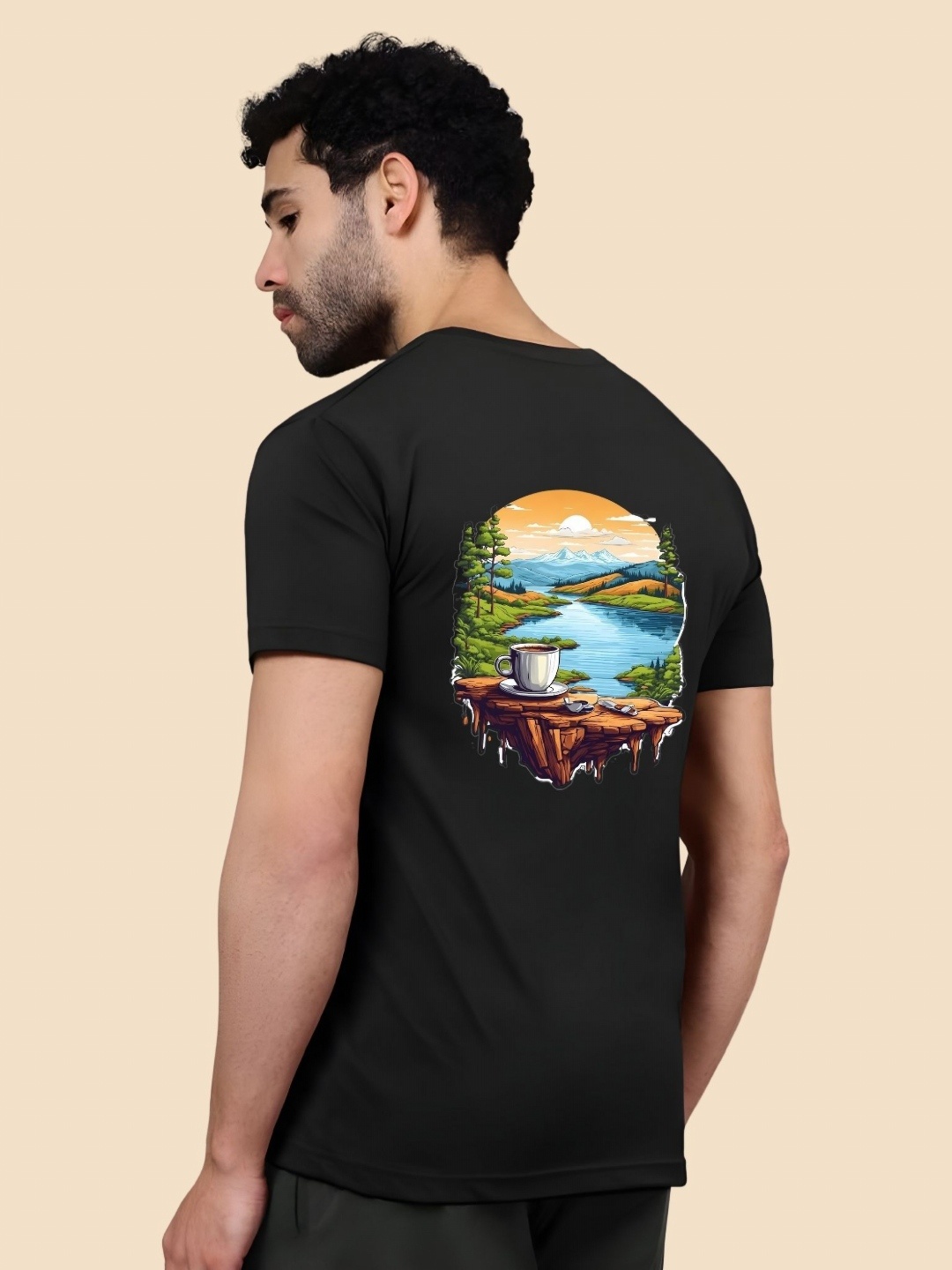 

SZN Men Graphic Printed Round Neck Cotton T-shirt, Black