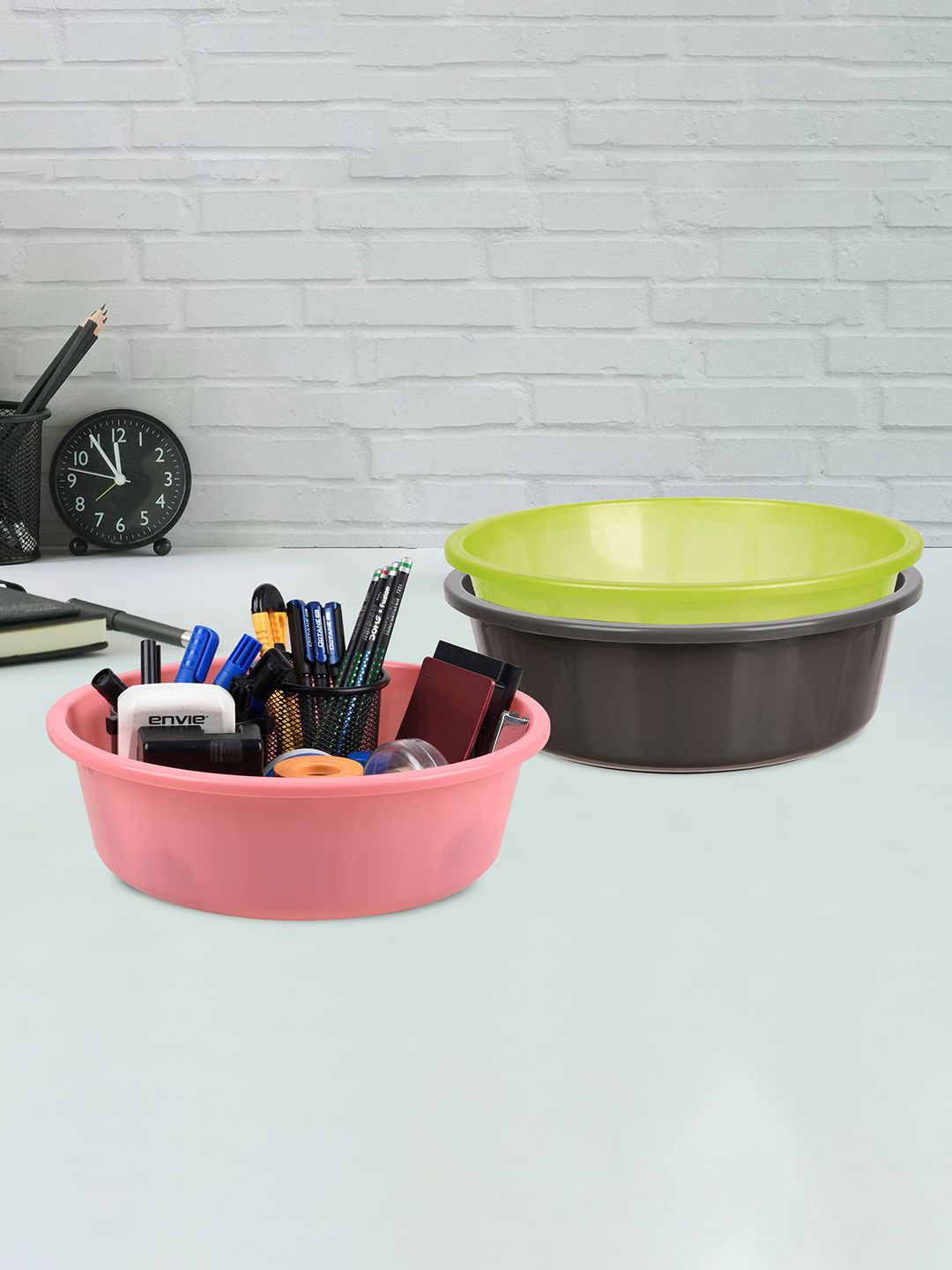 

Kuber Industries Grey and Green 3 Pieces Desk Organisers