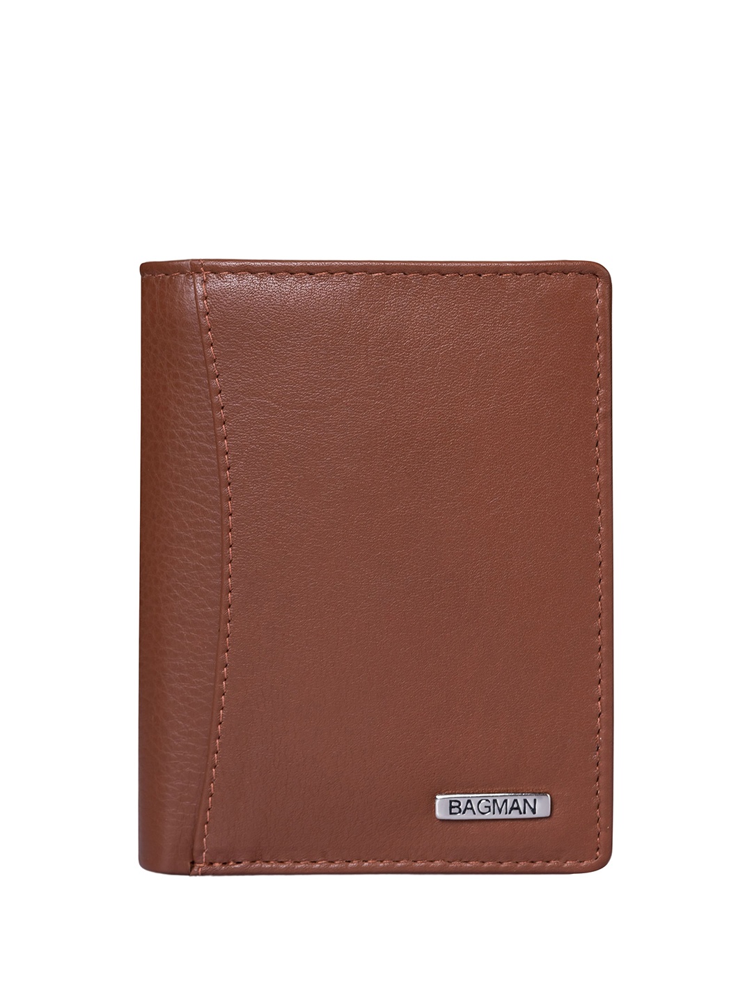 

BAGMAN Men Leather Two Fold Wallet, Tan