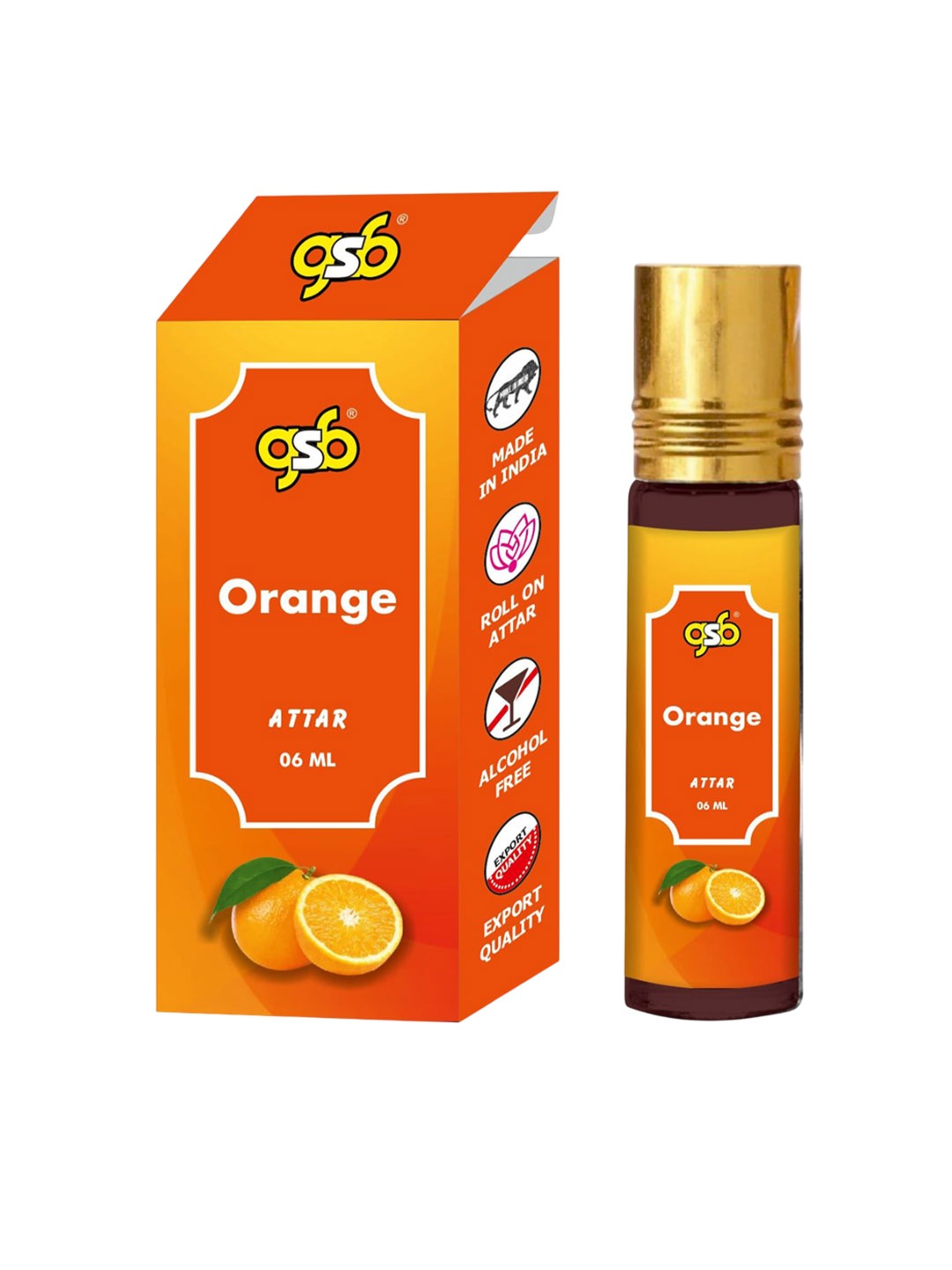 

GSB Orange Natural Long Lasting & Alcohol Free Roll On Attar - 6 ml, Transparent
