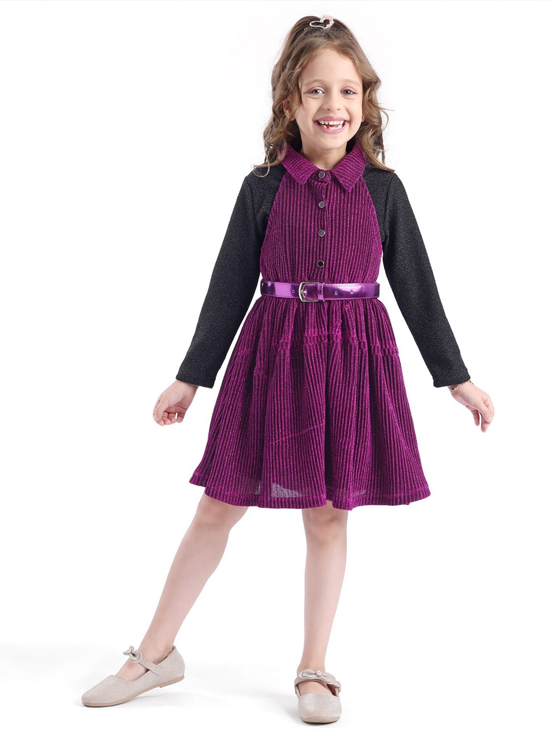 

Hola Bonita Girls Fit & Flare Dress, Magenta