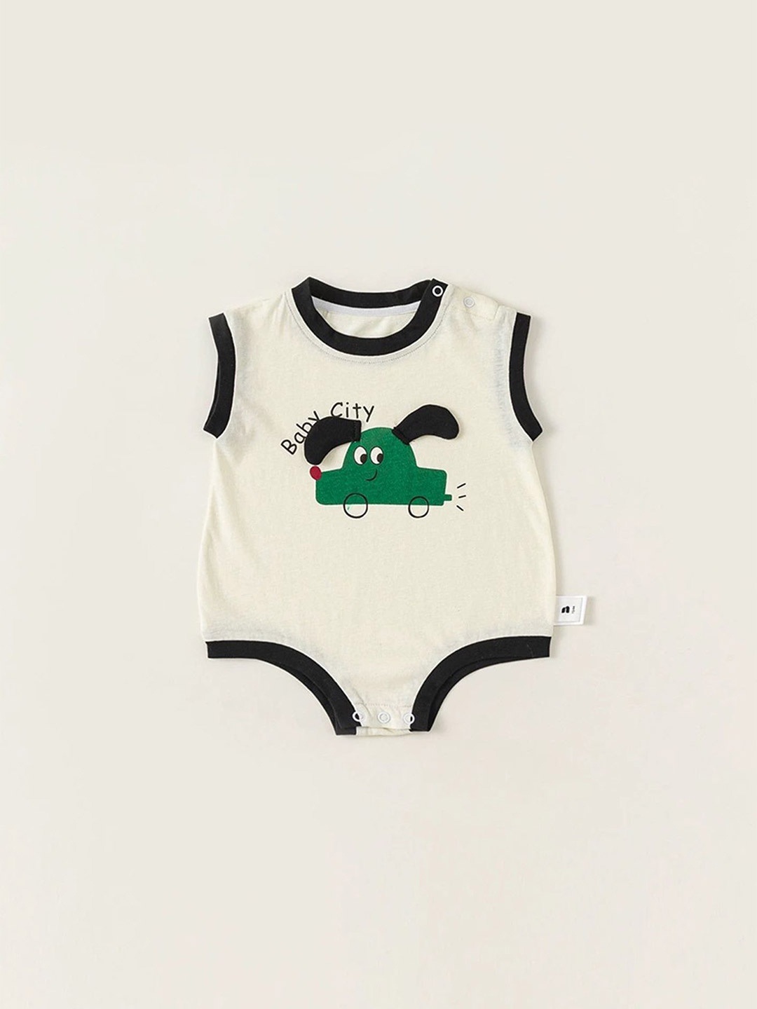 

LULU & SKY Infants Printed Applique Cotton Bodysuits, Beige