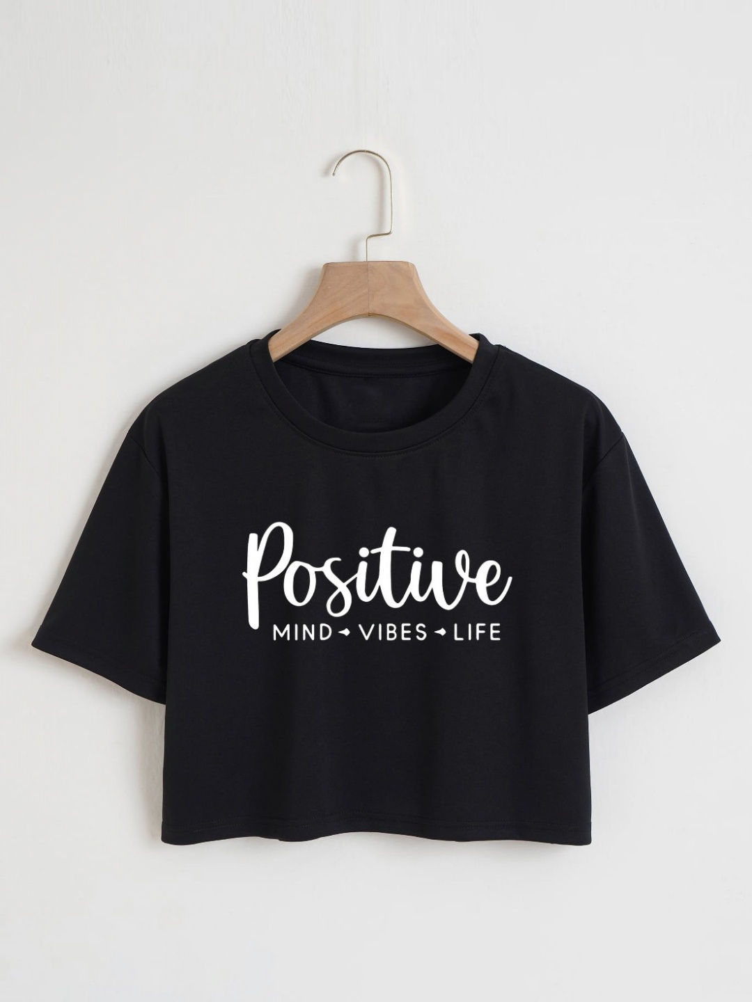 

KATECLO Women Typography Printed Round Neck Cotton T-shirt, Black
