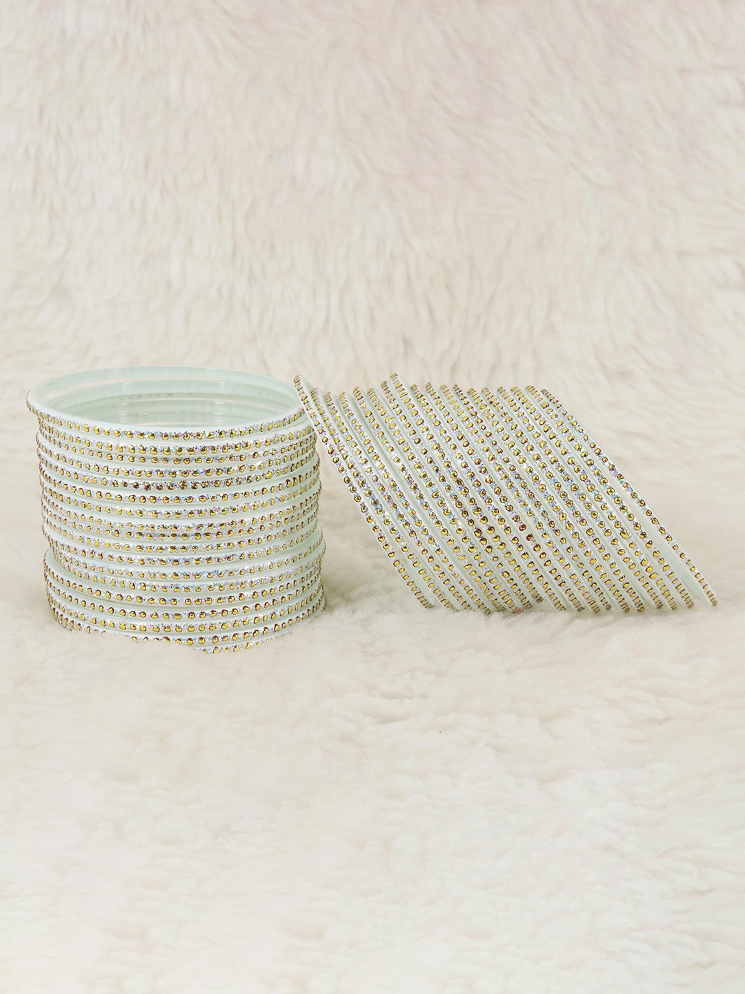 

ZULKA Set Of 36 Embellished Bangles, White
