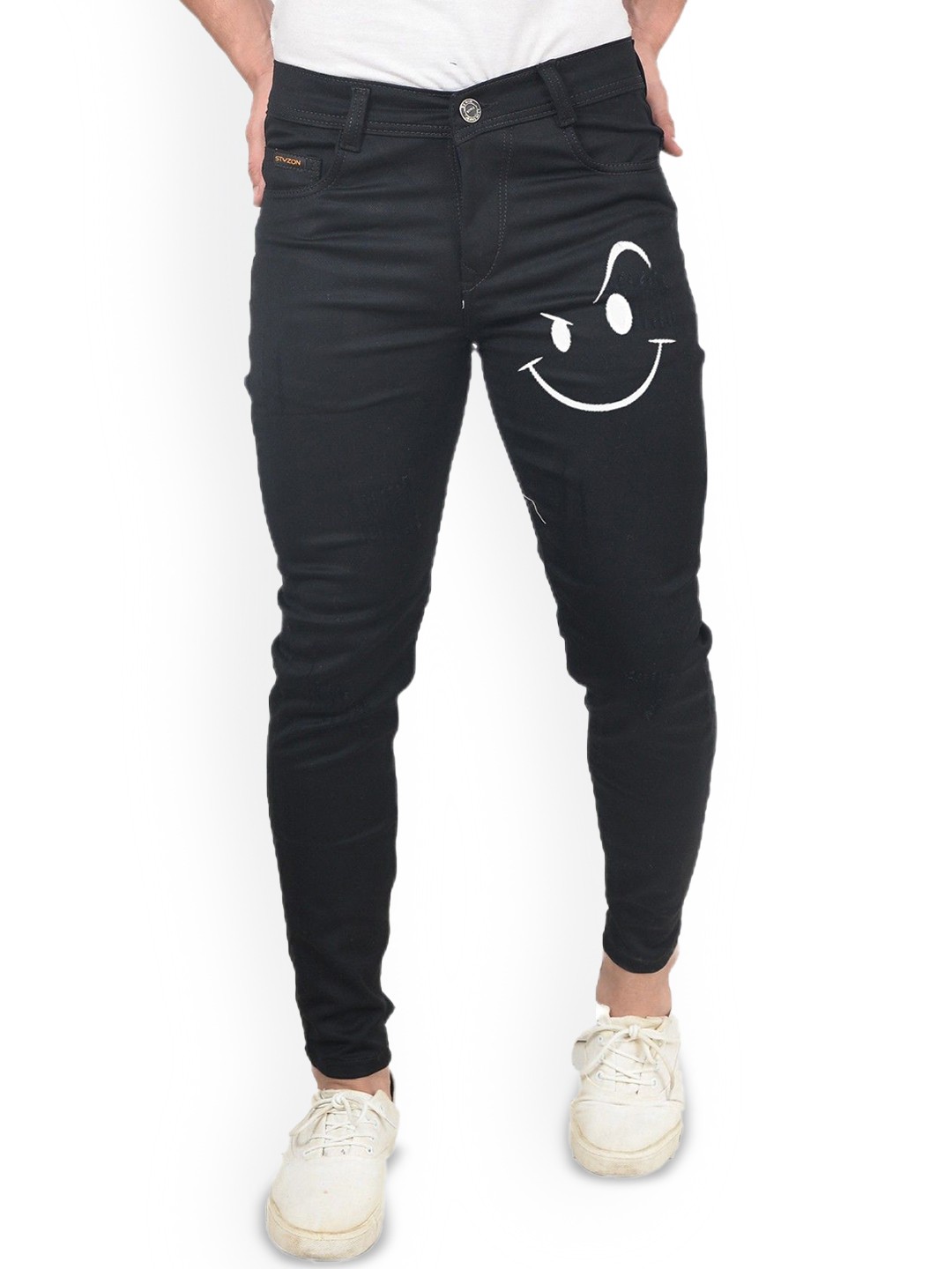 

styzon Men Slim Fit Mid-Rise Jeans, Black