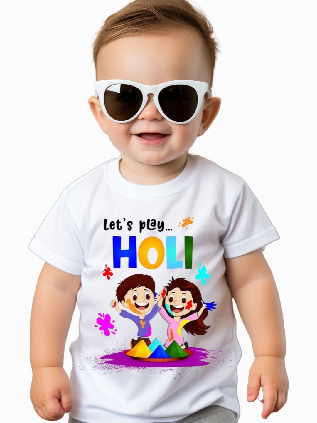 

itsmycostume Unisex Kids Holi tshirts, White