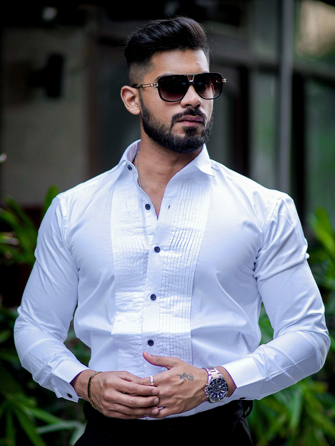 

Foomer Men Standard Opaque Casual Shirt, White