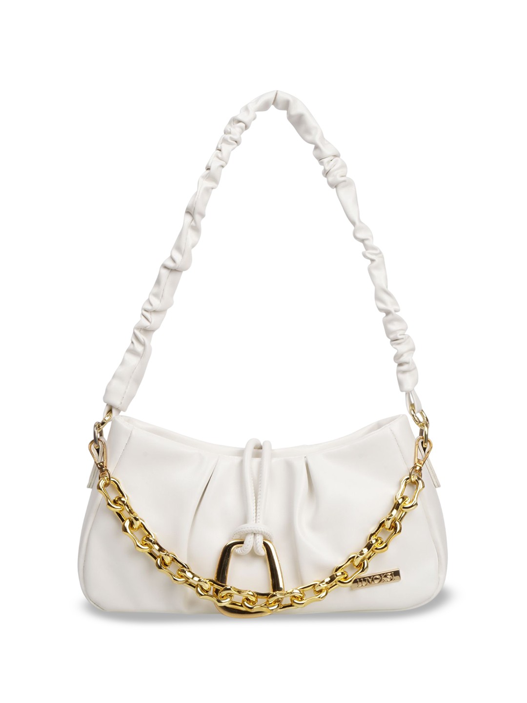 

Luvoksi Women Solid Structured Handheld Bag, White