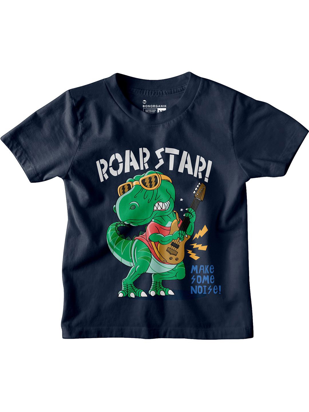 

BonOrganik Boys Graphic Printed Round Neck Cotton T-shirt, Navy blue