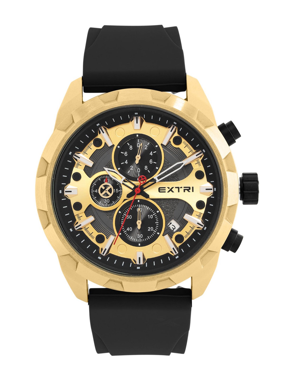 

EXTRI Men Printed Dial & Straps Analogue Watch X6077-J, Gold