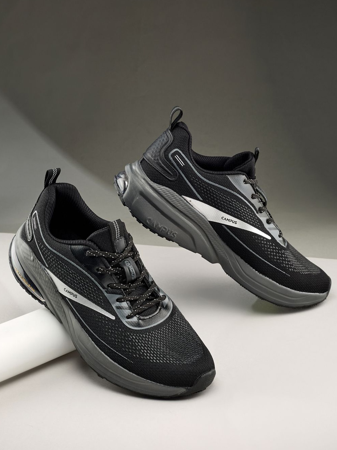 

Campus Men Mesh Running Non-Marking Shoes, Black