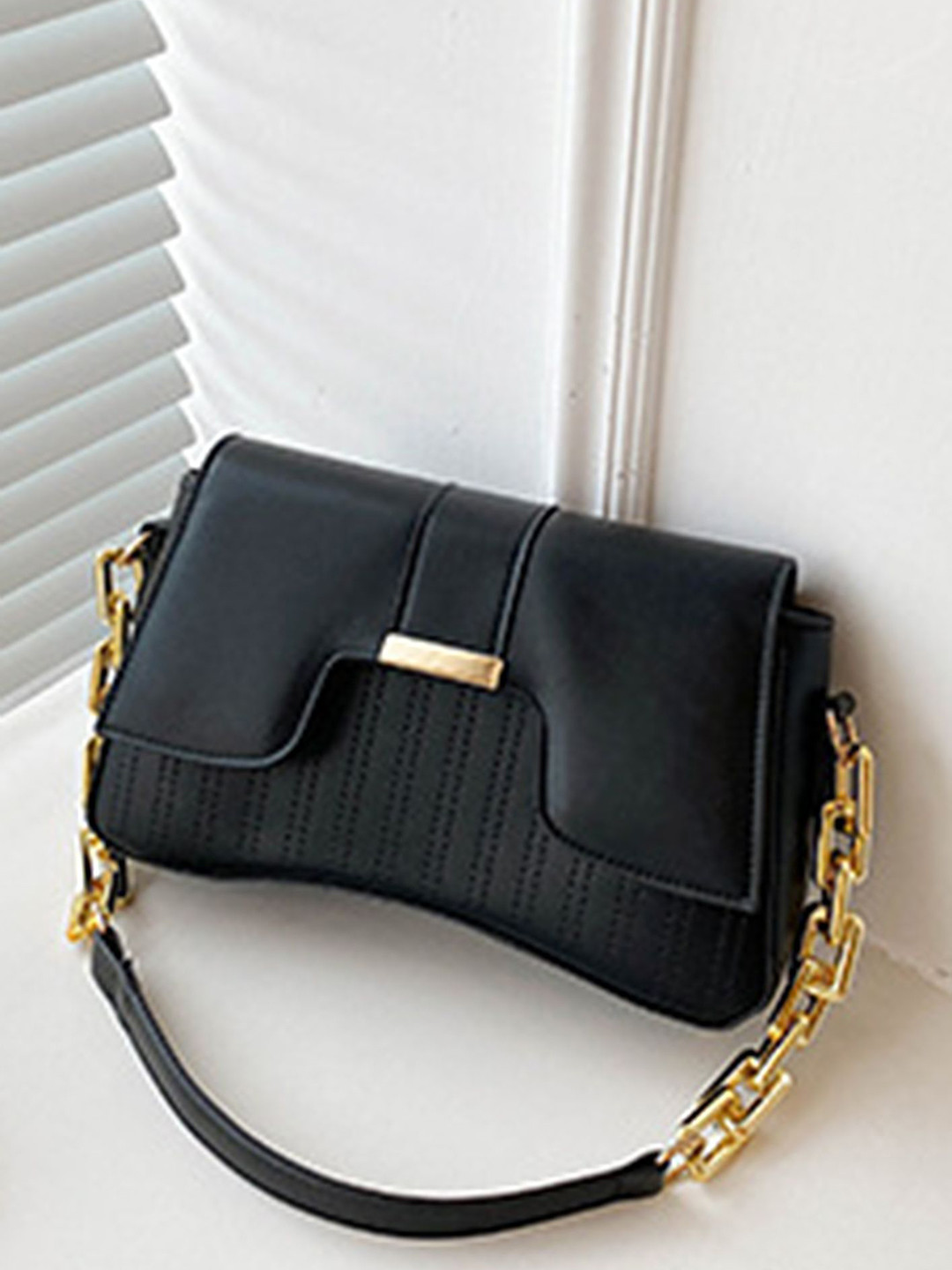 

LULU & SKY PU Oversized Structured Handheld Bag with Tasselled, Black