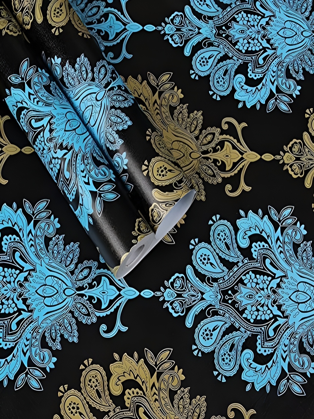

ANNA CREATIONS Black & Blue Printed Waterproof Self-Adhesive Wallpaper