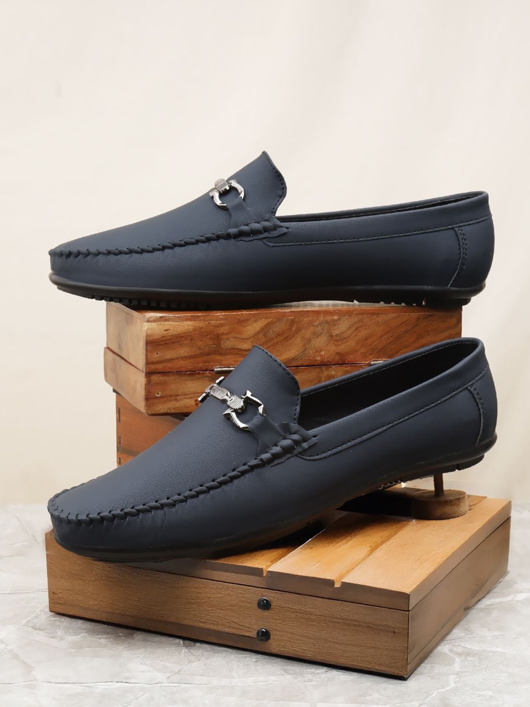 

HERE&NOW Men PU Loafers, Blue