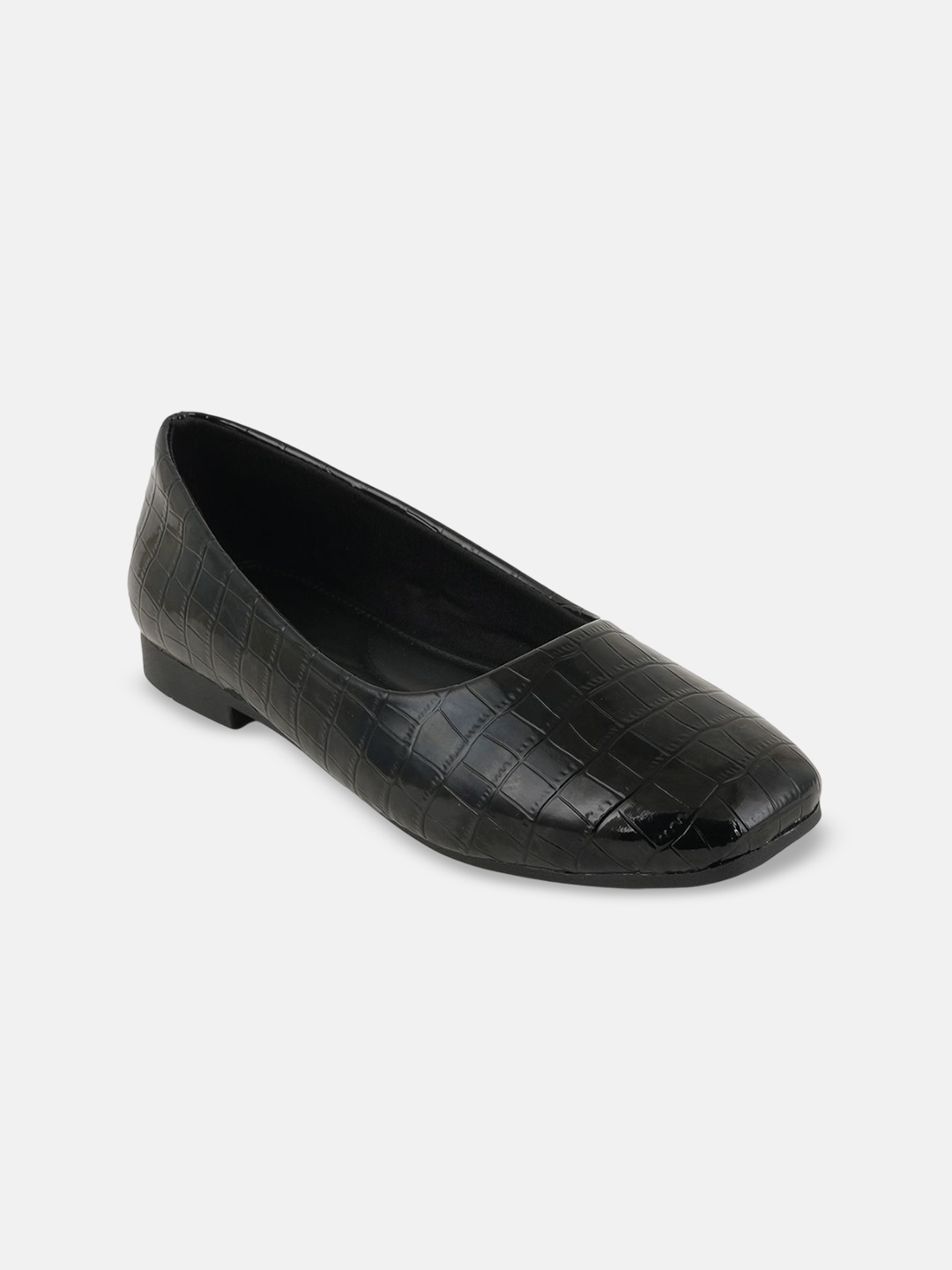 

DressBerry Textured Square Toe Ballerinas, Black