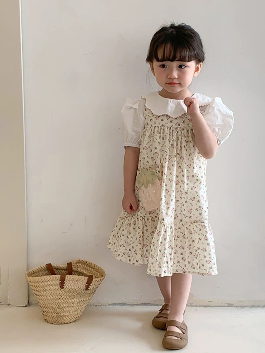 

LULU & SKY Girls Floral Printed A-Line Dress, White