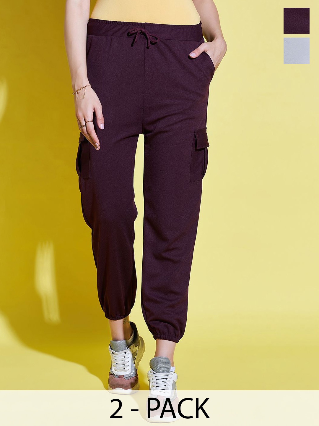 

DIMPY GARMENTS Women Relaxed High-Rise Joggers Trousers, Grey