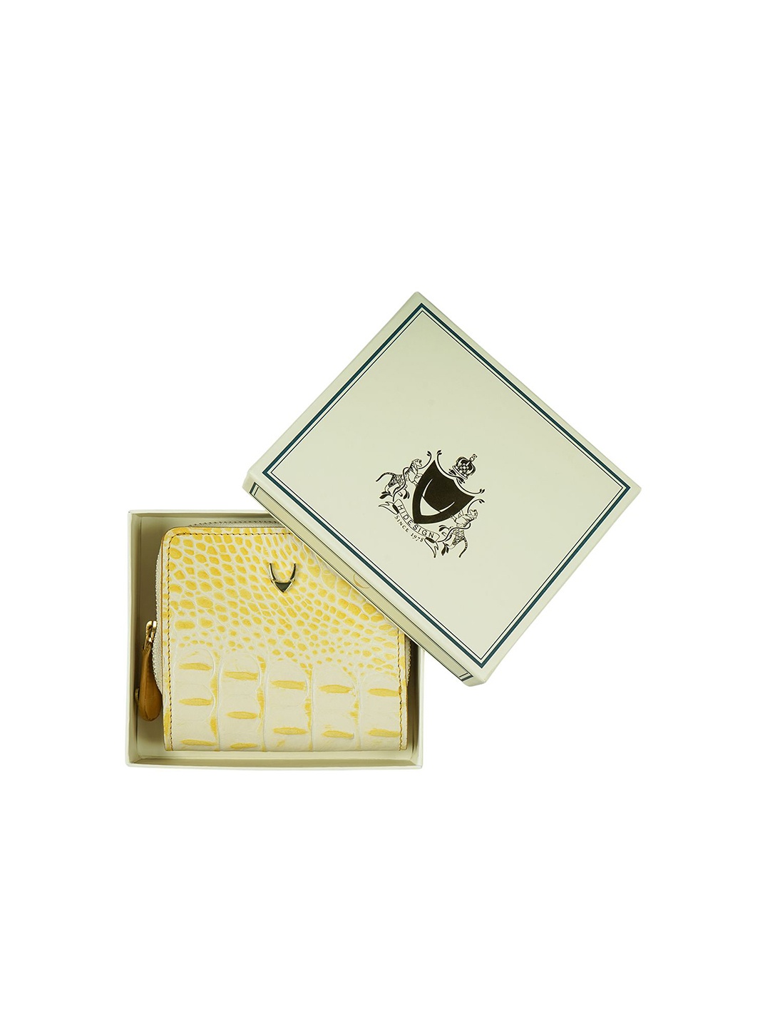 

Hidesign Abstract Textured Leather Zip Around Wallet, Yellow